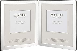 Maturi Silver Plated Double Photo Frame - Flat Edge Portrait, 8 x 10-inch (20 x 25cm)