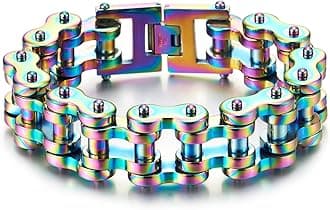 Heavy Sturdy Mens Motorcycle Chain Bike Chain Bracelet of Stainless Steel Silver Color Polished