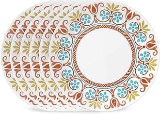 Global Collection Vitrelle Dinner Plates Set, Triple Layer Recycled Glass, Lightweight Eco-Friendly 10-1/4-In Plates Set, Terracotta Dreams (Pack of 6)