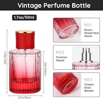 Segbeauty 1.7 Oz Vintage Perfume Bottle, 2 Pack 50ml Travel Cologne Sprayer Refillable Perfume Bottle Atomizer Travel, Empty Red Perfume Spray Bottle Essential Oil Container Perfume Atomizer for Women