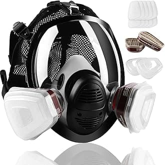 Full Face Gas Respirator mask, Reusable Respirator Mask with 6001 Activated Carbon Filter, Reusable Respirator Mask for Gases, Dust, Vapors, Chemicals, Fume, Paint, Spray, Sanding