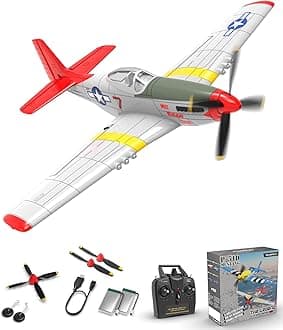 RC Plane, 4 Channel Remote Control Airplane Fighter RTF with 6-Axis Gyro, 3 Modes & Aerobatics Easy to Fly, 2.4GHz Radio Controlled Aircraft for Beginners & Adults, P51D Mustang, Red