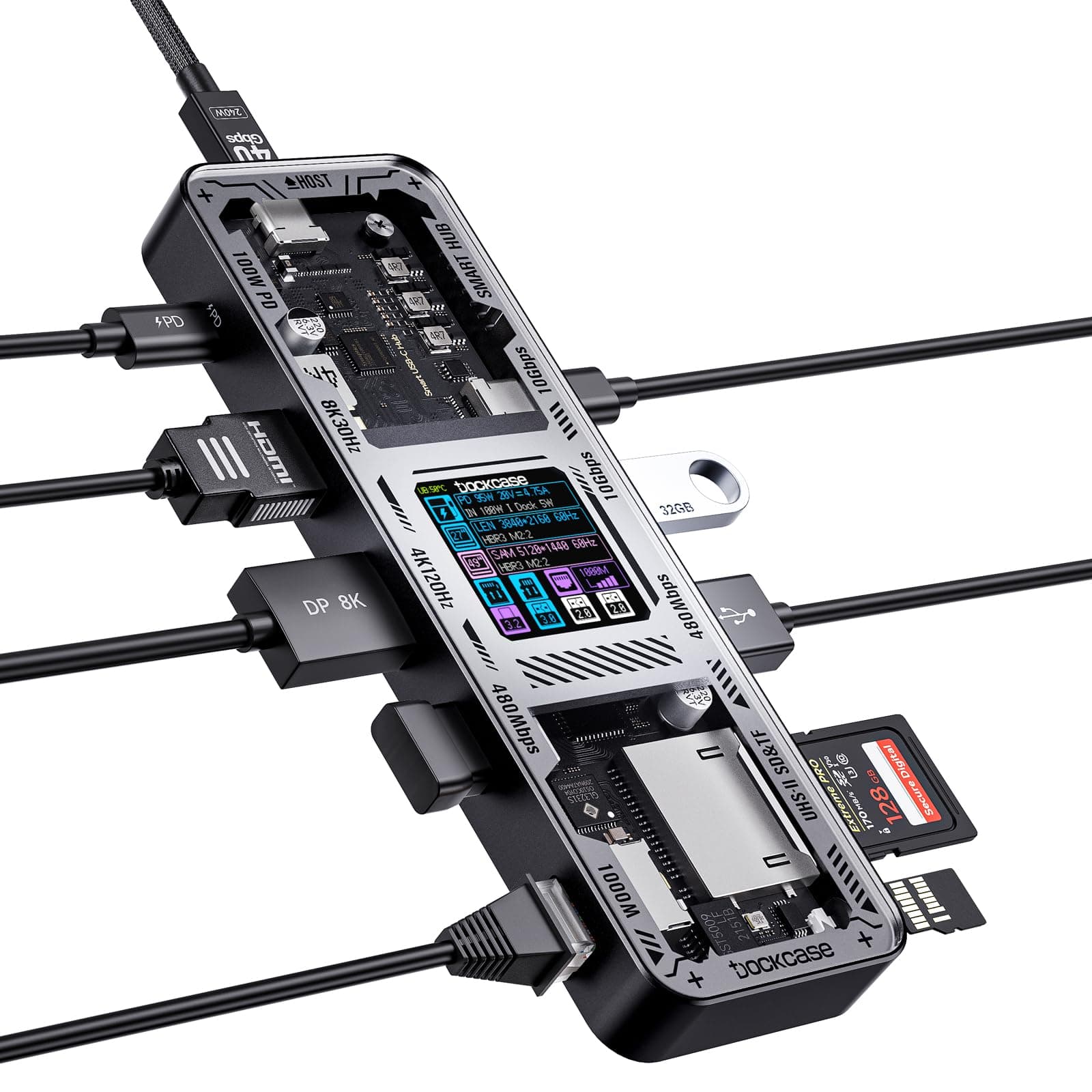 Explorer Edition USB C Hub (10-in-1) with 4K@60Hz HDMI & DP, Gigabit Ethernet,1 USB-C and 3 USB-A Ports,100W Power Delivery, UHS-II TF/SD Card Slot for MacBook Air/Pro,XPS,and More