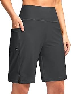 G Gradual Women's 9" Long Swim Board Shorts with Pockets High Waisted Knee Length Beach Swimming Shorts for Women with Liner