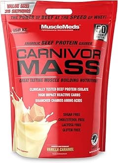Carnivor Mass Anabolic Beef Protein Gainer, Vanilla Caramel, 10 Pounds