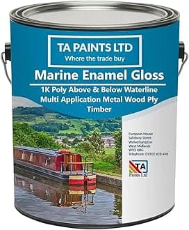 T A Paints Ltd Marine Boat & Barge Paint Multi Purpose Marine Gloss Paint Wood Metal Above Below Waterline Cruisers Canal Barge Narrow Boats (1 Litre, White)