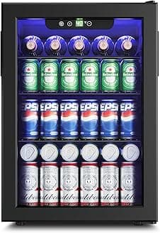 Wine Cooler Refrigerator - 24 Bottle 95 Can Mini Wine Fridge with Glass Door for Beer Soda Water Drink, Small Wine Cellar Beverage Refrigerator for Bedroom Office Home Bar Dorm, 2.6 Cu.Ft