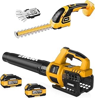 Cordless Leaf Blower and Hedge Trimmer Combo with 2 x 3.0Ah Batteries, Fast Charger, Electric Leaf Blowers for Lawn Care, 2-in-1 Electric Shrub/Bush Trimmer & Grass Shears
