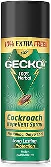 Gecko 200 ml Non-Toxic Cockroach Repellent for Home, Kitchen, and Office, Human & Pet Friendly with Refreshing Fragrance 100% herbal and biodegradable | No Side effects | No Chemical Smell | Pack of 1 - FORMULATION 30 X