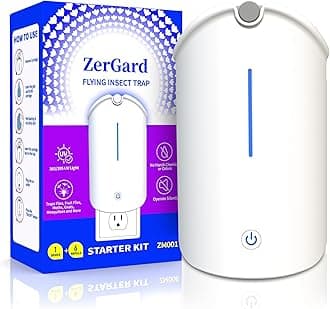 Flying Insect Trap, ZerGard Indoor Plug in Bug Catcher with UV Light (1 Device+6 Refills) Captures Mosquito Gnat Moth Fruit Flies for Kitchen, Living Room, Bedroom,ZM001