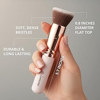 Lamora Foundation Makeup Brush Flat Top Kabuki for Face - Perfect For Blending Liquid, Cream or Flawless Powder Cosmetics - Buffing, Stippling, Concealer - Premium Quality Synthetic Dense Bristles!