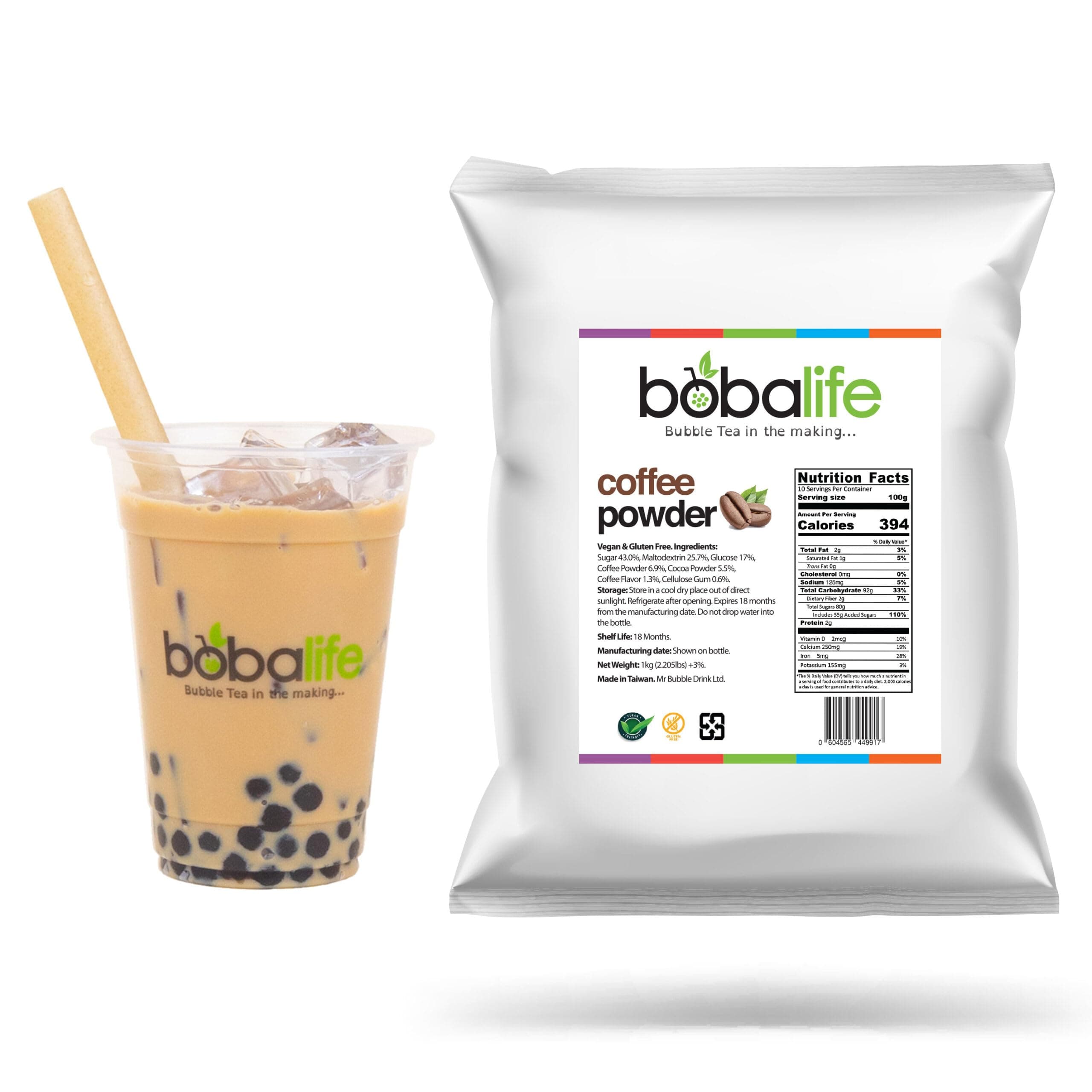 Coffee Bubble Tea Powder (1kg) | 20-30 Servings (Variable Serving Size) | Premium & Authentic Ingredients | Vegan & Gluten Free