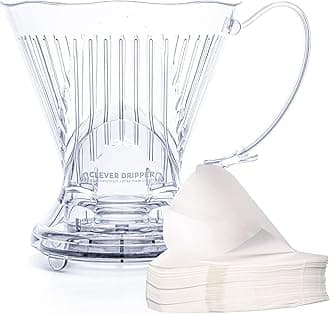 Coffee Dripper and Filters, Large 18 oz, Original Classic Design, Safe BPA Free Plastic, Clever dripper coffee maker, drip coffee maker pour over, coaster and lid, 18 oz (Clear)