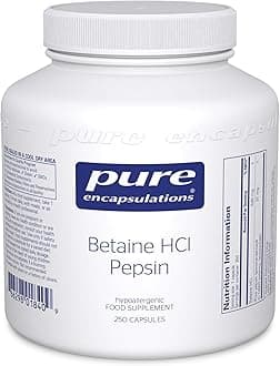 Betaine HCl Pepsin - Acidic Betaine with Protein-Digesting Enzyme, 250 Capsules