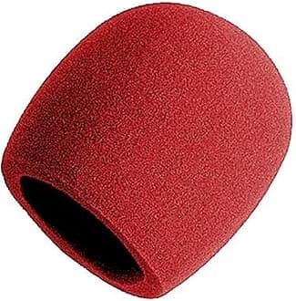 On Stage MUS 58WS RD Foam Ball-Type Mic Windscreen, Red