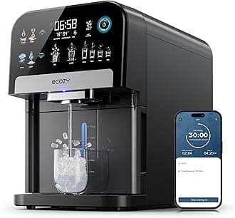 ecozy Nugget Ice Maker Dispenser, Smart 2-in-1 Pebble Ice Machine Countertop & Water Dispenser with App Control, Self-Cleaning, Auto Lighting, TDS Monitor, Measured Dispensing, 33Lbs/Day