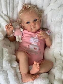 Pinky Reborn Dolls-19 Inch Lifelike Baby Dolls, Silicone Full Body Eyes Opeded Newborn Baby Looks Realistic Real Baby Dolls Anatomically Correct Child Toys Birthday Gifts