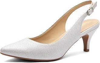 Greatonu Women's Slingback Kitten Heel Pointed Toe Dress Pumps Shoes