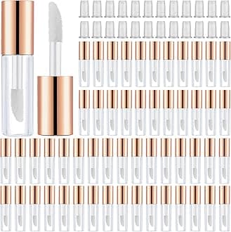 Patelai 100 Pieces Clear Mini Lip Gloss Tube Refillable Empty Lip Balm Containers Bottles Transparent Mini Lipstick Containers for Women Girls DIY Makeup,1.2 ml (Rose Gold)