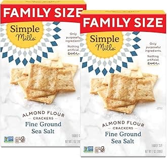 Almond Flour Crackers, Family Size, Fine Ground Sea Salt - Gluten Free, Vegan, Healthy Snacks, 7 Ounce (Pack of 2)