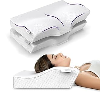 MY ARMOR Cool Gel Cervical Pillow Set of 2 for Neck Pain, Orthopedic Pillows for Spondylitis Neck, Memory Foam Pillow for Sleeping with Extra Contour Support, Dual Height - 2 & 4 Inches - Pack of 2