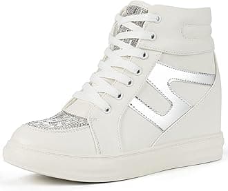 Ckrola Womens Fashion Platform Shoes Hidden Wedge Heel High Top Sneakers for Women Platform Boots Working Shoes Women