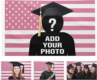 Custom Graduation Flag Custom Pink America Flag 3X5 Ft Personalized Graduation Flags Add Your Picture Text Image Funny Tapestry Poster For Decorate