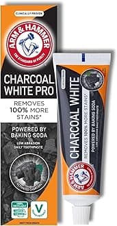 Arm & Hammer Charcoal White Toothpaste, Activated Charcoal Teeth Whitening Toothpaste with Baking Soda for Deep Clean & Stain Removal, 75 ml Tube