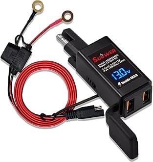 QC3.0 6.8A Dual USB Motorcycle Charger - SAE Quick Disconnect Adapter with LED Voltmeter for Harley, Dirt Bike, Cruiser & Road Trip