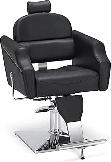 BarberPub Classic Recliner Leathern Barber Chair Antique Heavy Duty Hair Spa Salon Styling Beauty Equipment 3125