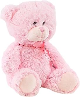 11" Baby Pink Teddy Bear with Ribbon - Super Soft Cuddly Stuffed Animal Toy - Suitable from Birth, Nursery Decor Gift for Newborn Baby Girls & Boys, Valentine's Day, Christening