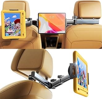 LISEN Car Headrest Tablet Mobile Holder [Extension Arm] 2024 Mount for iPad Pro, Air, Mini, Galaxy, Fire - Back Seat for Kids, Road Trip Essentials (4.7-11)