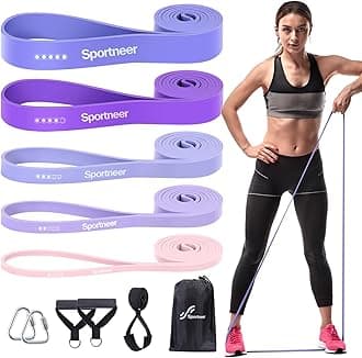 Sportneer Natural Rubber Resistance Bands with Handles & Door Anchor: 5 Levels Exercise Bands,Resistance Bands for Working Out - Pull Up Assistance Bands for Stretching,Powerlifting