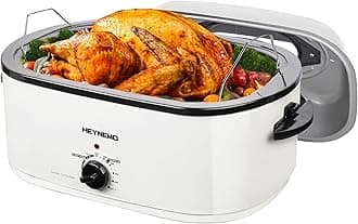Roaster Oven 24Qt, Multifunctional Electric Roaster Oven for Turkey Meats Bread Soup Sauce, Fast-Cooking Turkey Roaster with Self-Basting Lid, Removable Pan and Rack, Stainless Steel