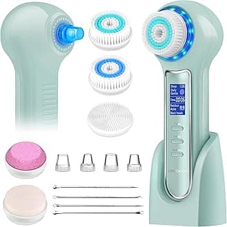 UMICKOO Face Scrubber Exfoliator with LCD Screen,Rechargeable Facial Cleansing Brush IPX7 Waterproof 3 in 1 Blackhead Remover Vacuum for Exfoliating,Massaging and Deep Pore Cleansing