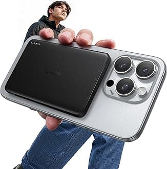 LISEN for Magsafe Power Bank Slim 0.3" Mini Portable Charger for iPhone Accessories 5000mAh Mini Battery Pack Birthday Gifts for Men Travel Essentials Gifts for iPhone 16 Pro/15/14/13/12, Black