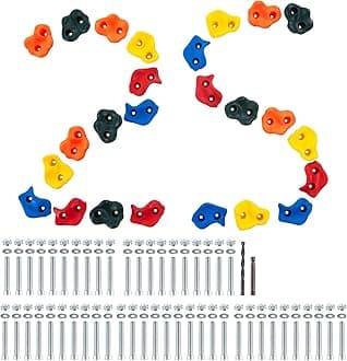 VEVOR 25 Rock Climbing Holds for Kids and Adults, Multi-Colored Climbing Rock Wall Grips for Indoor and Outdoor Playground Play Set
