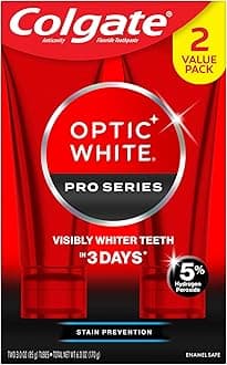 Colgate Optic White Pro Series Teeth Whitening Toothpaste with 5% Hydrogen Peroxide, Stain Prevention, Mint, 3 Ounces (2 Pack)