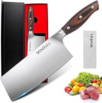 MOSFiATA 8 Inch Chef Knife, Sharp Chinese Chef Knife Professional Kitchen Knives, High Carbon German Stainless Steel Japanese Chopping Cooking Vegetable Knife Ergonomic Handle Gift for Men Women
