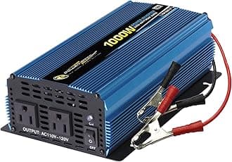 PowerBright 1000W Power Inverter DC 12V to 120V AC Car Inverter Power Converter with Dual 120 Volt AC Outlets. Easy to Install, Automotive Back Up Power Supply for Televisions, Blenders, Power Tools