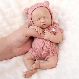Vollence 8 inch Mini Silicone Baby Dolls Cute Realistic Newborn Preemie Miniature Babies for Kid Birthday Gifts - Girl