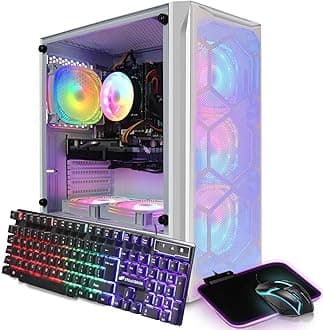 STGAubron Gaming PC, Radeon RX 5600 XT 6G GDDR6, Intel Core i7 up to 3.9G, 16G RAM, 1T SSD, 600M WiFi, BT 5.0, RGB Fan x6, Windows 11 Home, White