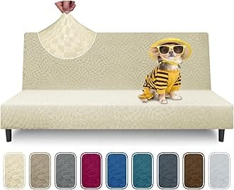 ZNSAYOTX Stretch Futon Covers Full Size 2025 Fashion Armless Sofa Bed Slipcovers, Soft Durable Queen Futon Cover Washable Pets Friendly Mattress Couch Protector (67"-82", Beige)