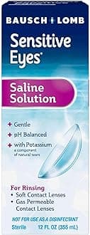 Sensitive Eyes Saline Solution, Gentle Daily Rinse for Soft & Gas Permeable Contact Lenses, with Potassium, 12 Fl Oz