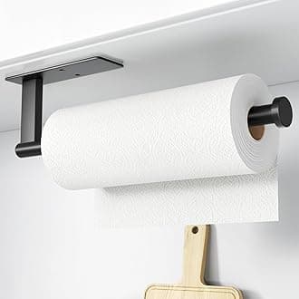 Paper Towel Holder Under Cabinet - Self-Adhesive or Drilling, Kitchen Roll Holder Wall Mounted, Towel Rack for Organization and Storage, Stainless Steel Kitchen Paper Roll Holder