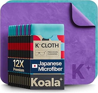 Koala Lens Cleaning Cloth | Japanese Microfiber | Glasses Cleaning Cloths | Eyeglass Lens Cleaner | Cloth Cleaners for Camera Glass Lenses and Screen Cleaning | Blue & Purple (Pack of 12)