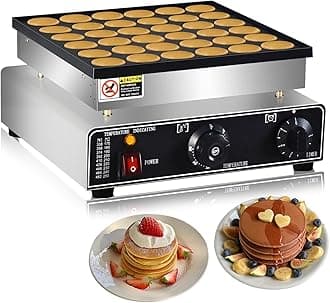 110V Commercial Mini Dutch Pancake Maker,36PCS Mini Pancake Maker Machine,Dutch Poffertjes Grill,Stainless Steel, Non stick,Breakfast，Snacks, Desserts, Restaurants, Cafes.