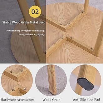 SUZEPER Round Kitchen Dining Table Set for 4, Space Saving Table and Chairs Set with Thick Tabletop 4 Upholstered Chairs, Dinning Room Modern Casual Coffee Table Set(D 31.5inch/80cm, Yellow)