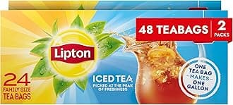 Lipton Unsweetened Iced Tea Bags, Gallon-Sized Zero Calories, 48 Total Tea Bags (24ct - Pack of 2)