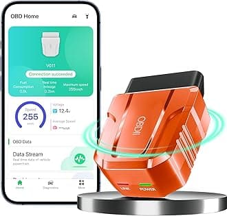 OBD2 Scanner Reader Bluetooth Wireless Auto Diagnostic Scan Tool for iOS & Android for Performance Test Bluetooth 5.4 Car Check Engine Car Code Reader, Clear Error Code Live Data Reset Orange